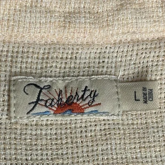 Faherty Shirt Womens Large Peach Gauze Woven Short Sleeve Button Up Lightweight - Picture 3 of 10